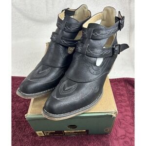 NIB Roper Willa Black Embroidery Snip Toe Cowboy Booties Wmns Casual Boots Sz 10
